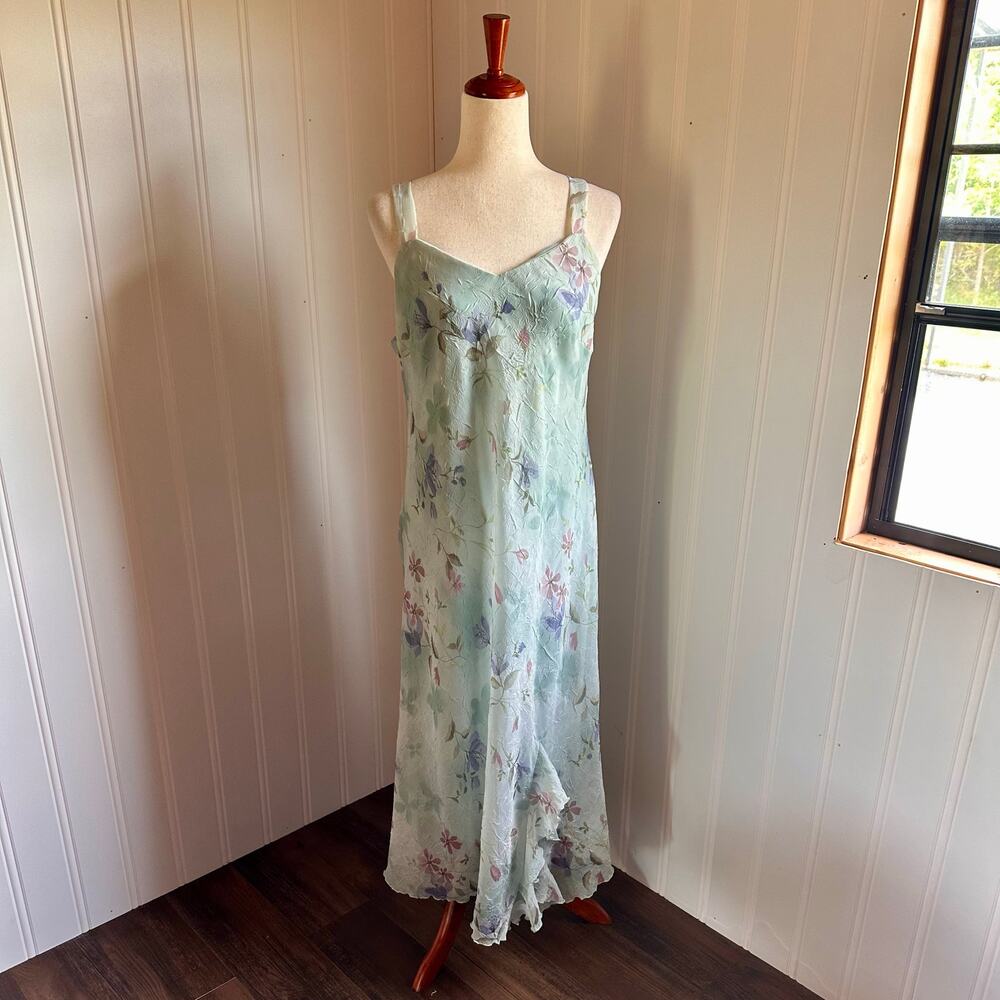 Vintage 90s/Y2K Green Fairy Maxi Dress 14P